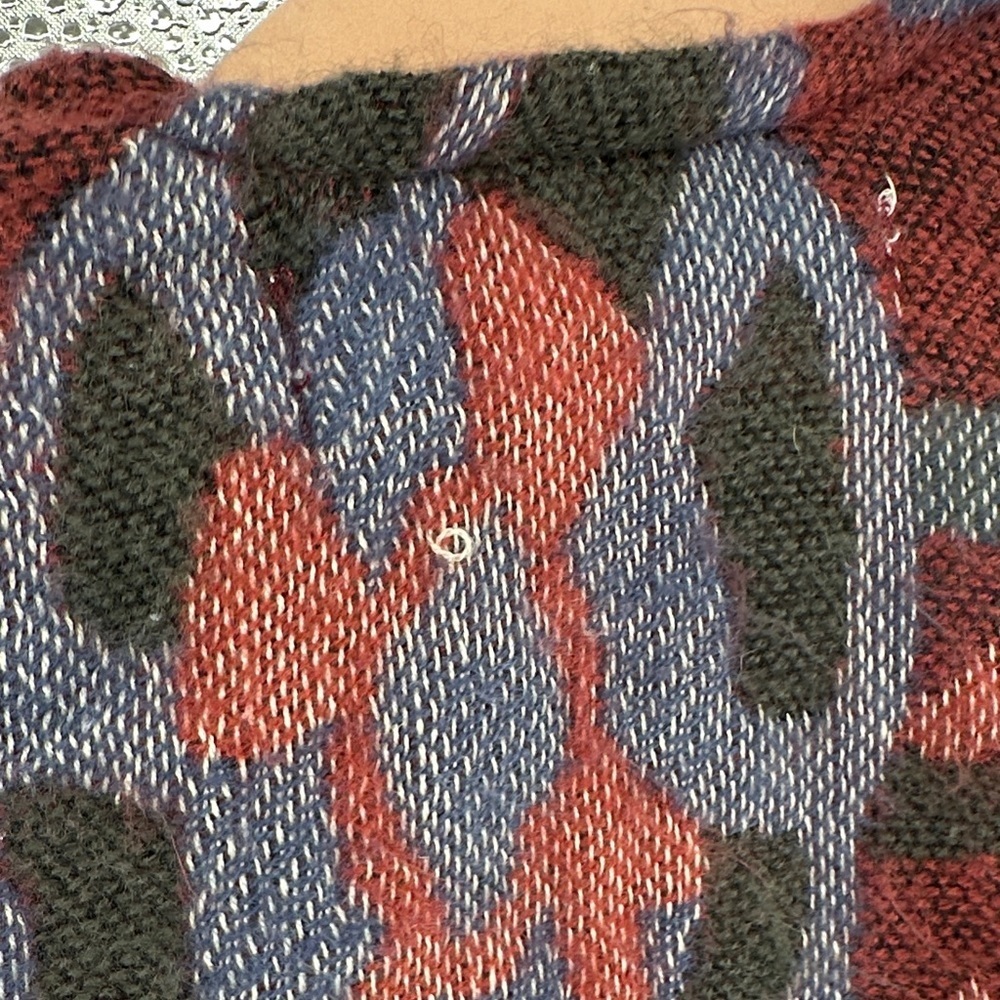 A&F Cottagecore Western Whimsgoth Boho Art Burgundy/Blue Patterned Poncho SzOS - Picture 12 of 12
